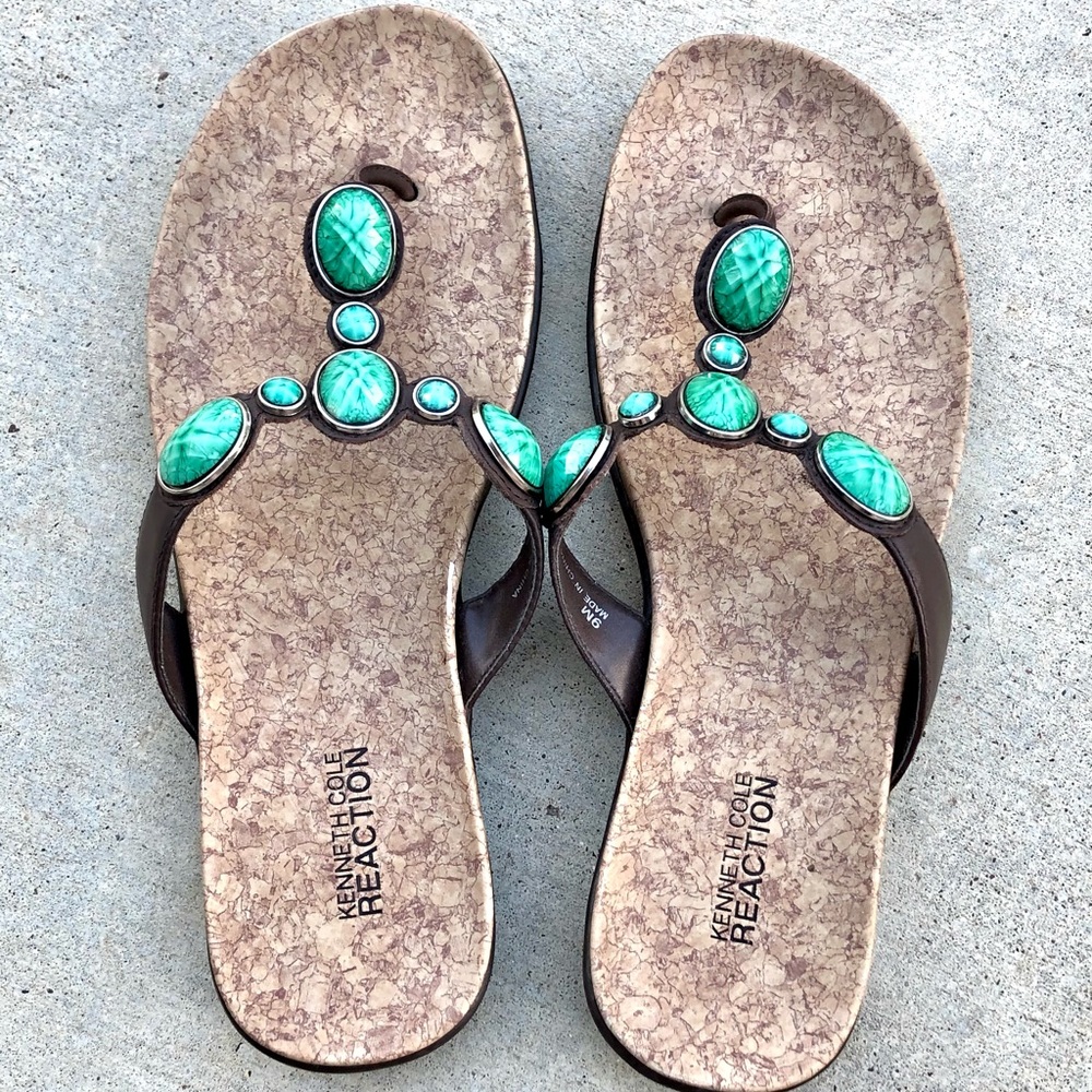 Kenneth Cole Reaction Beaded Flip-Flops—Size 9M